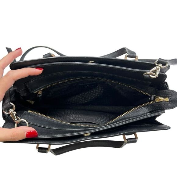 Kate Spade Laurel Way Reese Saffiano Leather Blush Pink Black Crossbody - Picture 8 of 16